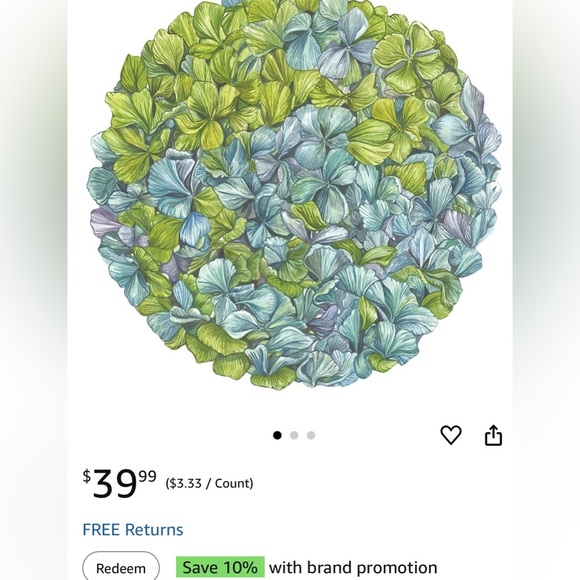 Hester & Cook Die-Cut Hydrangea Placemat 15.6" x 15.8"
Set of 12 - Picture 4 of 6